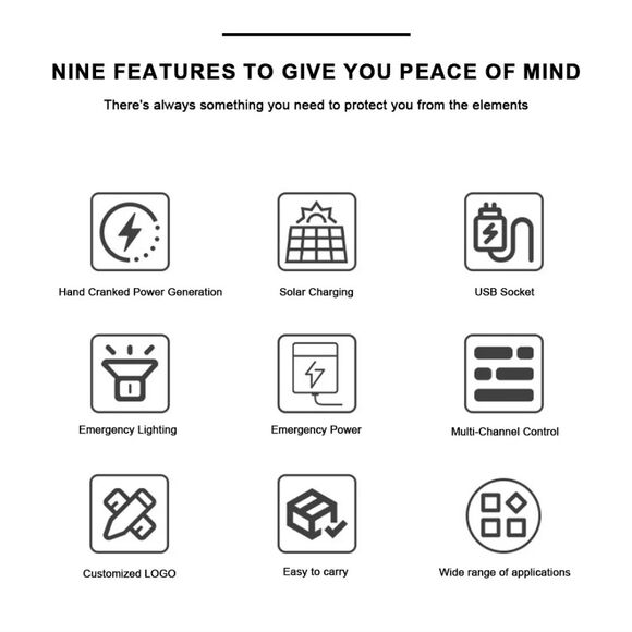 Emergency  Radio Crank Solar Hand Weather 2000mAh Power Bank Charger Flash Light - Picture 2 of 10